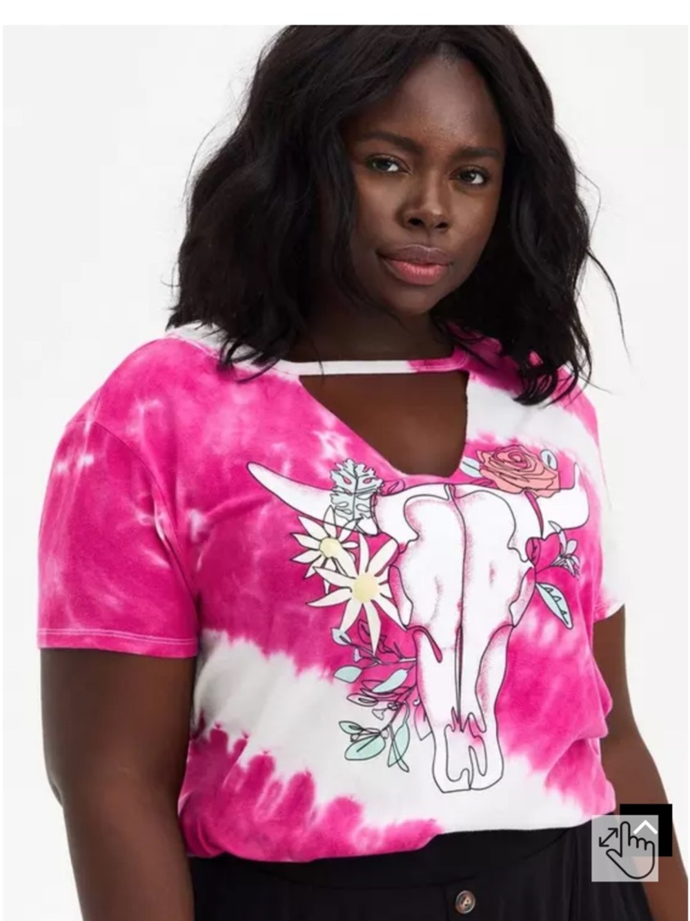 torrid Pink Tie-Dye boho Floral V-Neck Tee